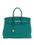 Birkin 35 in Togo Malachite, front view